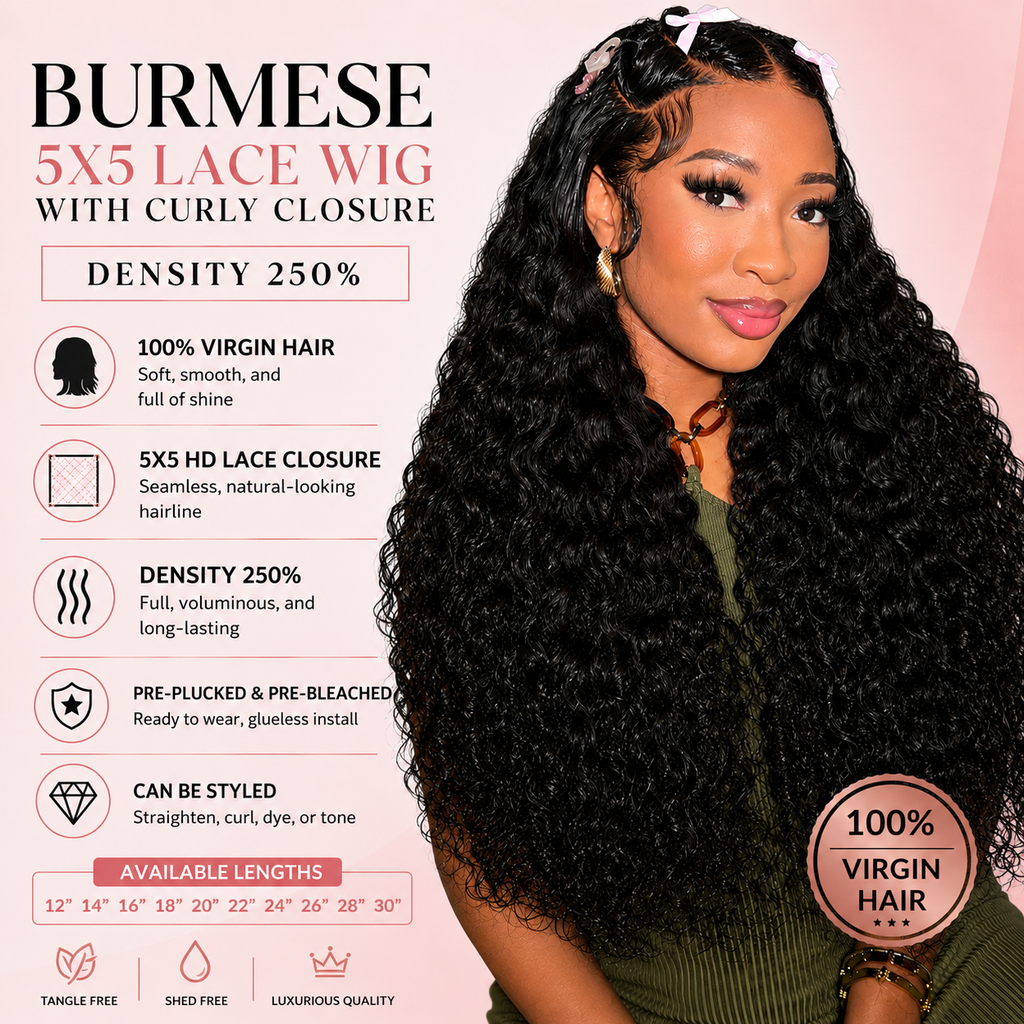 5x5 HD Burmese Curly Closure
