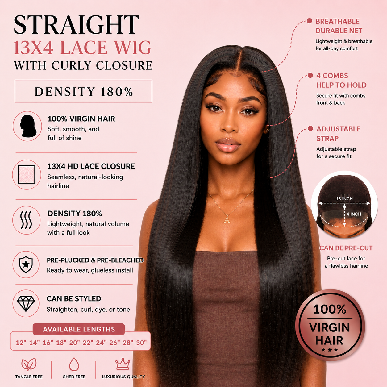 13x4 Straight Frontal Wig