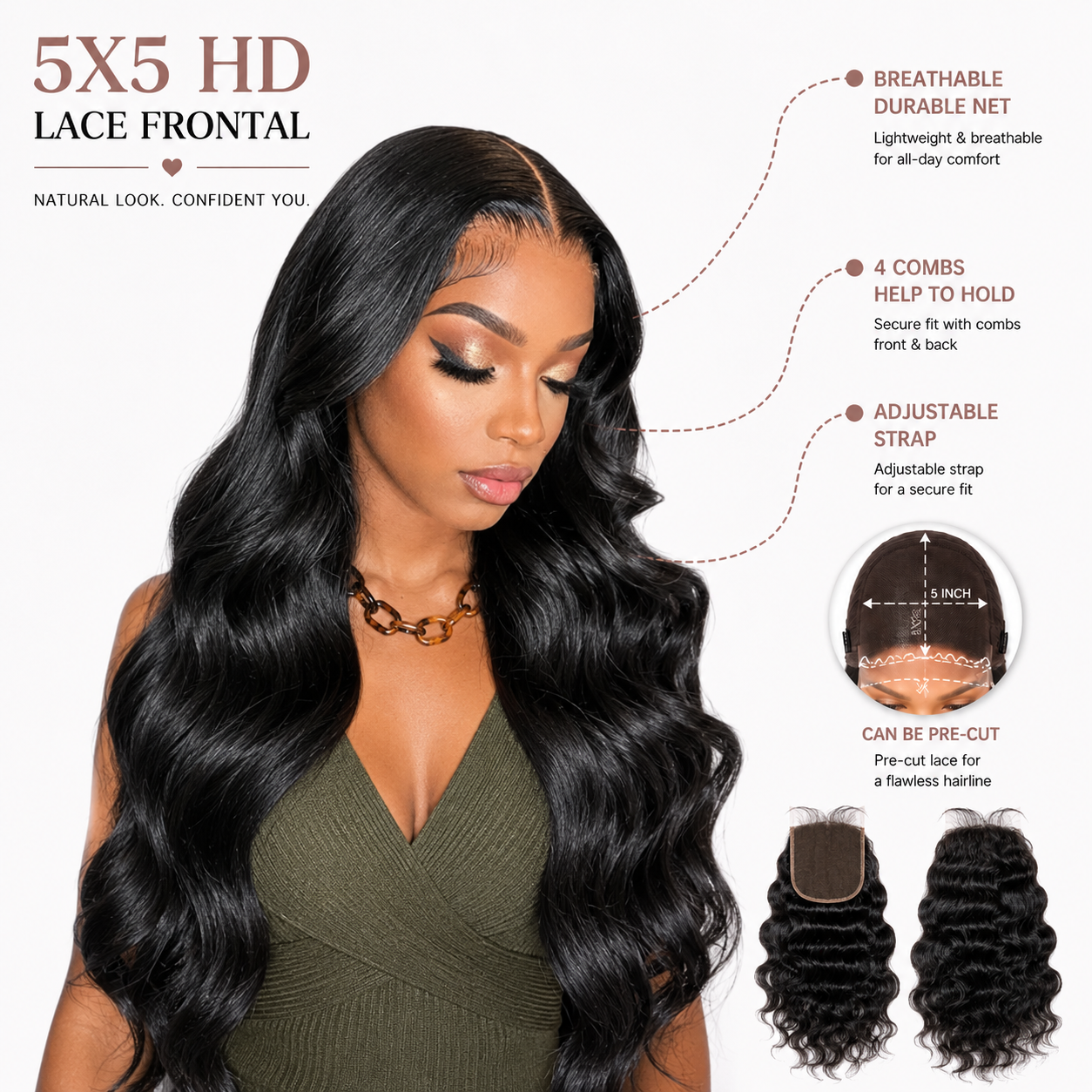 Body Wavy 5x5 HD Lace Closure