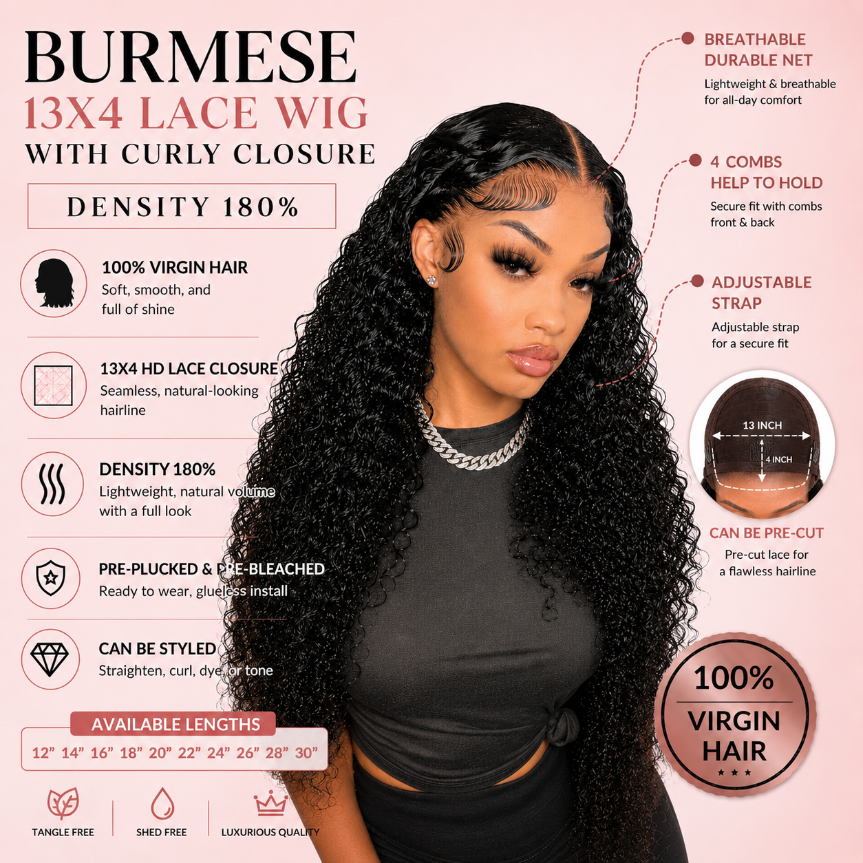 13x4 Burmese Curly Lace Wig