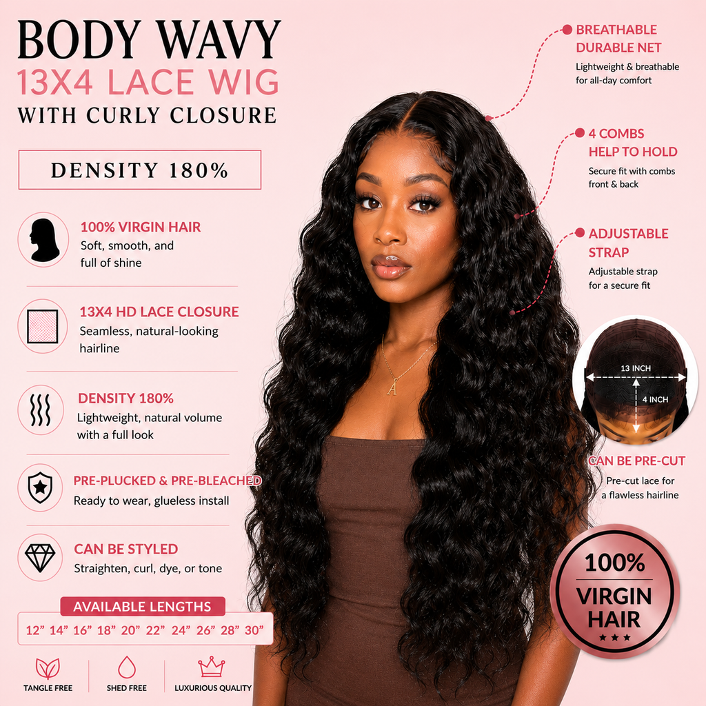13x4 Deep Wavy Frontal Wig